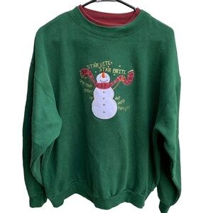 Vintage Crewneck Sweatshirt Snowman Holiday Christmas Size XL